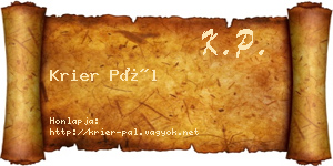 Krier Pál névjegykártya